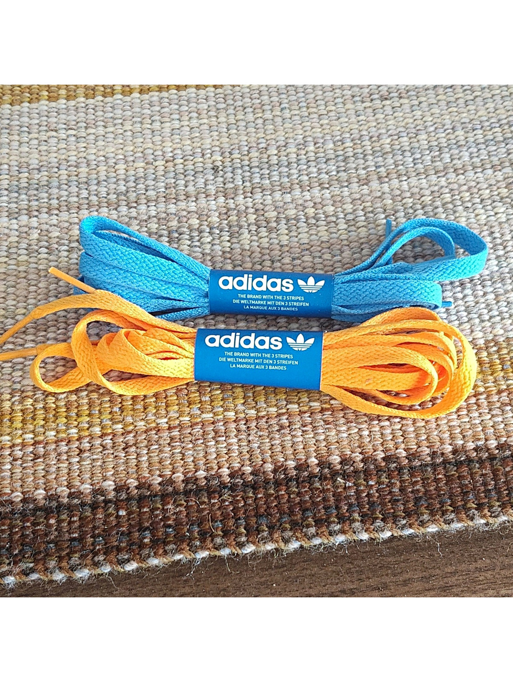 adidas Flat Shoe Laces Lot of 2 Pairs - Blue & Orange Shoelaces